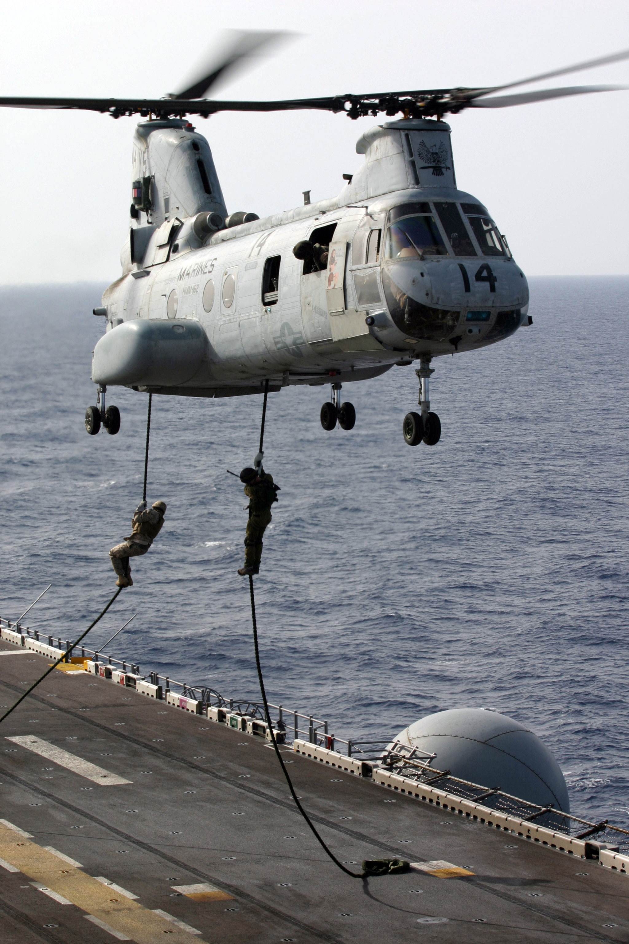MEU(SOC) photo - CH-46E Fast-rope