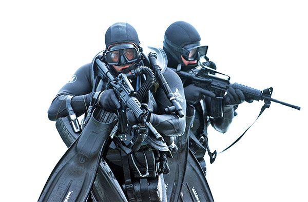 Navy SEAL Divers Wearing Wetsuits