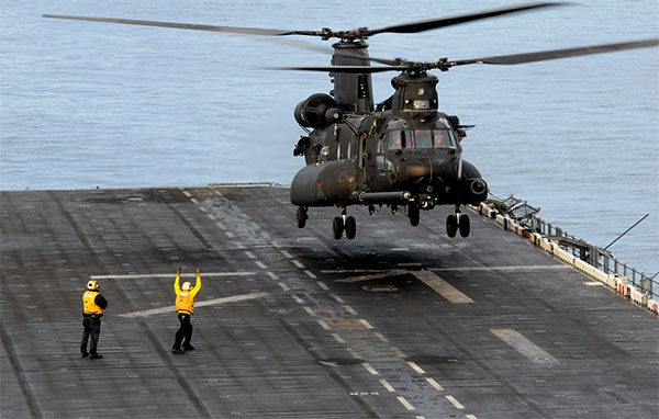 MH-47G Chinook helicopter landing