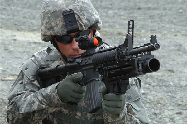 XM320 fitted to M4 carbine
